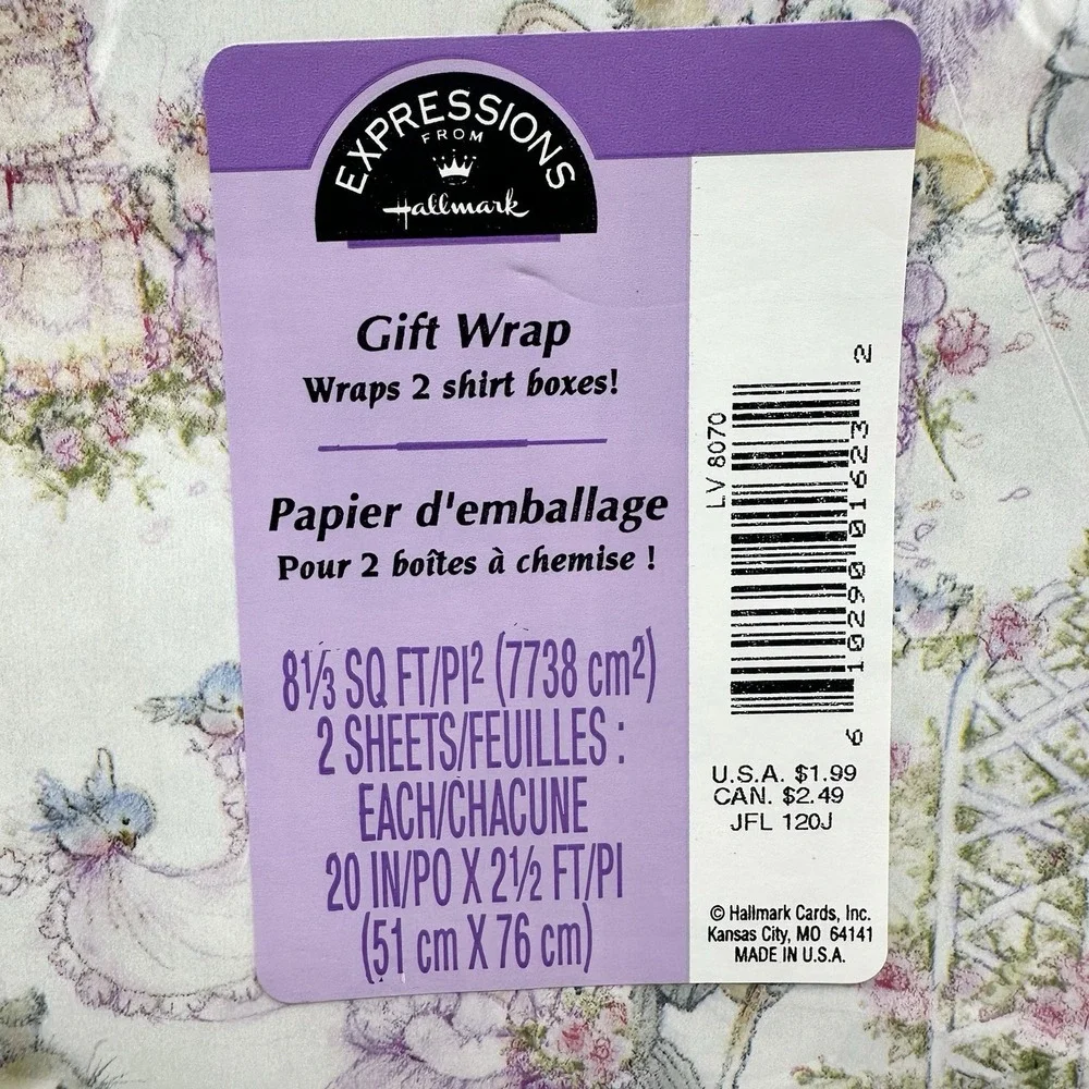 8 Packs Sealed NEW Hallmark Wrapping Paper Vintage Bunnies Wedding Party Rare
